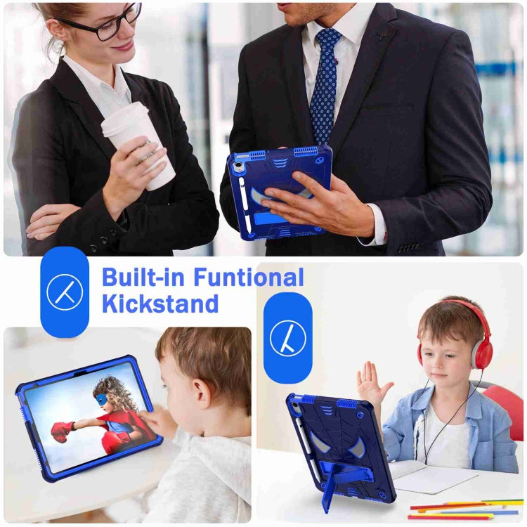 For iPad 2025 / 2022 Spider Texture Silicone Hybrid PC Tablet Case with Shoulder Strap(Navy Blue + Blue) - iPad 2025 / 2022 Cases by buy2fix | Online Shopping UK | buy2fix