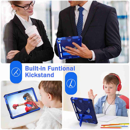 For iPad 2025 / 2022 Spider Texture Silicone Hybrid PC Tablet Case with Shoulder Strap(Navy Blue + Blue) - iPad 2025 / 2022 Cases by buy2fix | Online Shopping UK | buy2fix