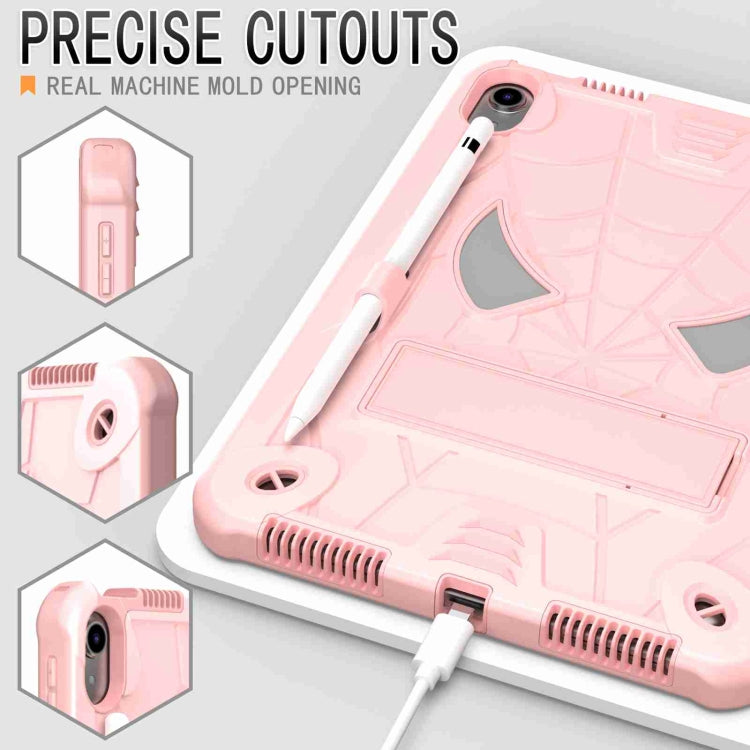 For iPad 2025 / 2022 Spider Texture Silicone Hybrid PC Tablet Case with Shoulder Strap(Rose Gold) - iPad 2025 / 2022 Cases by buy2fix | Online Shopping UK | buy2fix