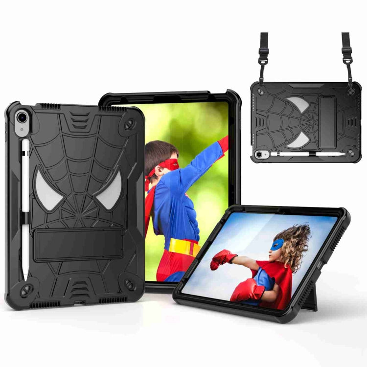 For iPad 2025 / 2022 Spider Texture Silicone Hybrid PC Tablet Case with Shoulder Strap(Black) - iPad 2025 / 2022 Cases by buy2fix | Online Shopping UK | buy2fix