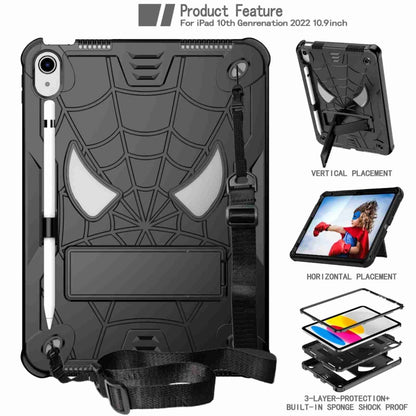 For iPad 2025 / 2022 Spider Texture Silicone Hybrid PC Tablet Case with Shoulder Strap(Black) - iPad 2025 / 2022 Cases by buy2fix | Online Shopping UK | buy2fix