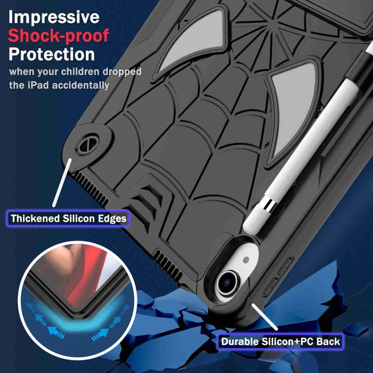 For iPad 2025 / 2022 Spider Texture Silicone Hybrid PC Tablet Case with Shoulder Strap(Black) - iPad 2025 / 2022 Cases by buy2fix | Online Shopping UK | buy2fix