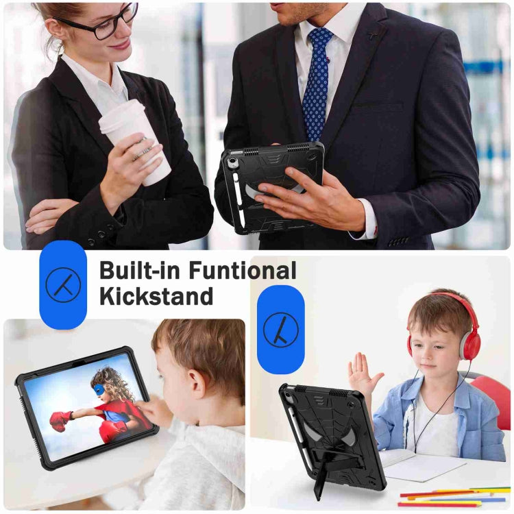 For iPad 2025 / 2022 Spider Texture Silicone Hybrid PC Tablet Case with Shoulder Strap(Black) - iPad 2025 / 2022 Cases by buy2fix | Online Shopping UK | buy2fix
