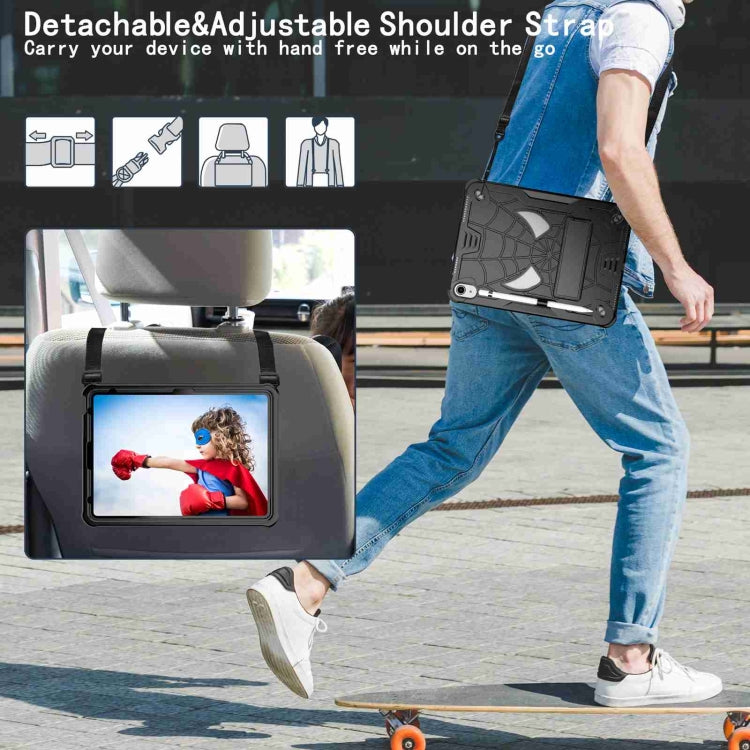 For iPad 2025 / 2022 Spider Texture Silicone Hybrid PC Tablet Case with Shoulder Strap(Black) - iPad 2025 / 2022 Cases by buy2fix | Online Shopping UK | buy2fix