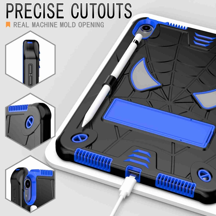 For iPad 2025 / 2022 Spider Texture Silicone Hybrid PC Tablet Case with Shoulder Strap(Black + Blue) - iPad 2025 / 2022 Cases by buy2fix | Online Shopping UK | buy2fix