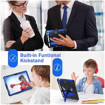 For iPad 2025 / 2022 Spider Texture Silicone Hybrid PC Tablet Case with Shoulder Strap(Black + Blue) - iPad 2025 / 2022 Cases by buy2fix | Online Shopping UK | buy2fix