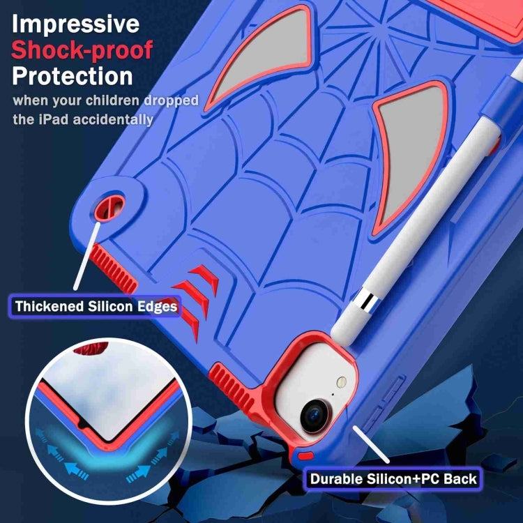 For iPad Pro 11 2021 / Air 5 10.9 Spider Texture Silicone Hybrid PC Tablet Case with Shoulder Strap(Blue + Red) - iPad Pro 11 (2022/2021) Cases by buy2fix | Online Shopping UK | buy2fix