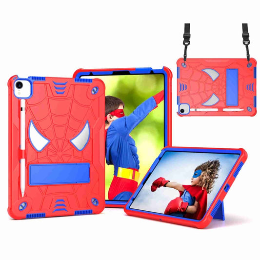 For iPad Pro 11 2021 / Air 5 10.9 Spider Texture Silicone Hybrid PC Tablet Case with Shoulder Strap(Red + Blue) - iPad Pro 11 (2022/2021) Cases by buy2fix | Online Shopping UK | buy2fix