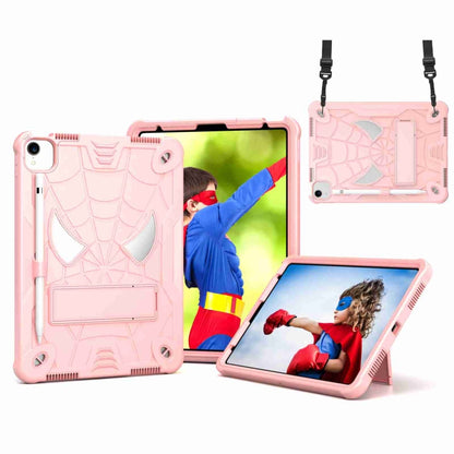 For iPad Pro 11 2021 / Air 5 10.9 Spider Texture Silicone Hybrid PC Tablet Case with Shoulder Strap(Rose Gold) - iPad Pro 11 (2022/2021) Cases by buy2fix | Online Shopping UK | buy2fix