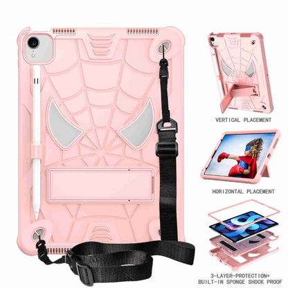 For iPad Pro 11 2021 / Air 5 10.9 Spider Texture Silicone Hybrid PC Tablet Case with Shoulder Strap(Rose Gold) - iPad Pro 11 (2022/2021) Cases by buy2fix | Online Shopping UK | buy2fix