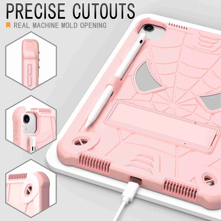 For iPad Pro 11 2021 / Air 5 10.9 Spider Texture Silicone Hybrid PC Tablet Case with Shoulder Strap(Rose Gold) - iPad Pro 11 (2022/2021) Cases by buy2fix | Online Shopping UK | buy2fix