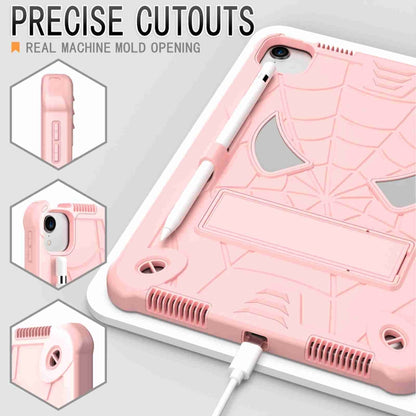 For iPad Pro 11 2021 / Air 5 10.9 Spider Texture Silicone Hybrid PC Tablet Case with Shoulder Strap(Rose Gold) - iPad Pro 11 (2022/2021) Cases by buy2fix | Online Shopping UK | buy2fix