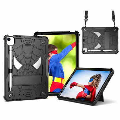 For iPad Pro 11 2021 / Air 5 10.9 Spider Texture Silicone Hybrid PC Tablet Case with Shoulder Strap(Black) - iPad Pro 11 (2022/2021) Cases by buy2fix | Online Shopping UK | buy2fix