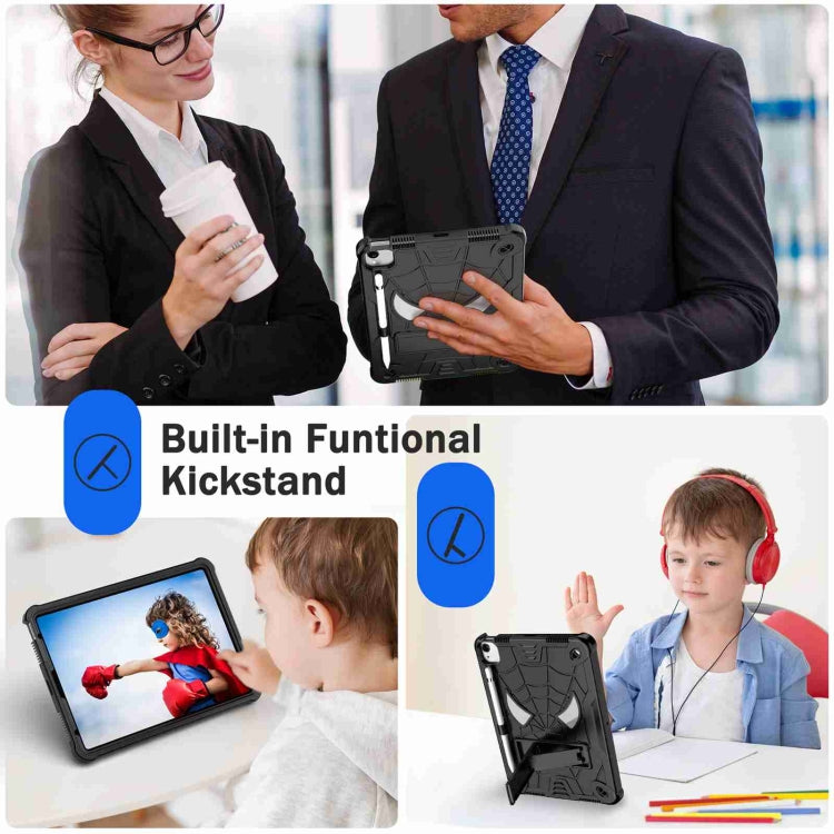 For iPad Pro 11 2021 / Air 5 10.9 Spider Texture Silicone Hybrid PC Tablet Case with Shoulder Strap(Black) - iPad Pro 11 (2022/2021) Cases by buy2fix | Online Shopping UK | buy2fix