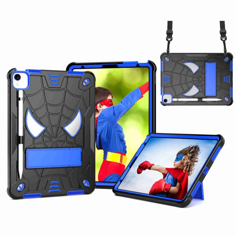 For iPad Pro 11 2021 / Air 5 10.9 Spider Texture Silicone Hybrid PC Tablet Case with Shoulder Strap(Black + Blue) - iPad Pro 11 (2022/2021) Cases by buy2fix | Online Shopping UK | buy2fix