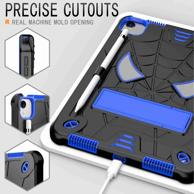 For iPad Pro 11 2021 / Air 5 10.9 Spider Texture Silicone Hybrid PC Tablet Case with Shoulder Strap(Black + Blue) - iPad Pro 11 (2022/2021) Cases by buy2fix | Online Shopping UK | buy2fix