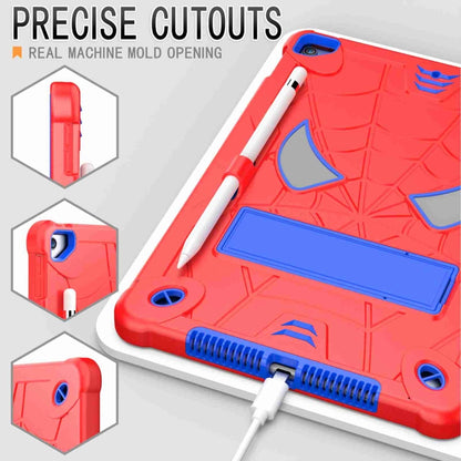 For iPad 10.2 2021 / 2020 / 2019 Spider Texture Silicone Hybrid PC Tablet Case with Shoulder Strap(Red + Blue) - iPad 10.2 Cases by buy2fix | Online Shopping UK | buy2fix