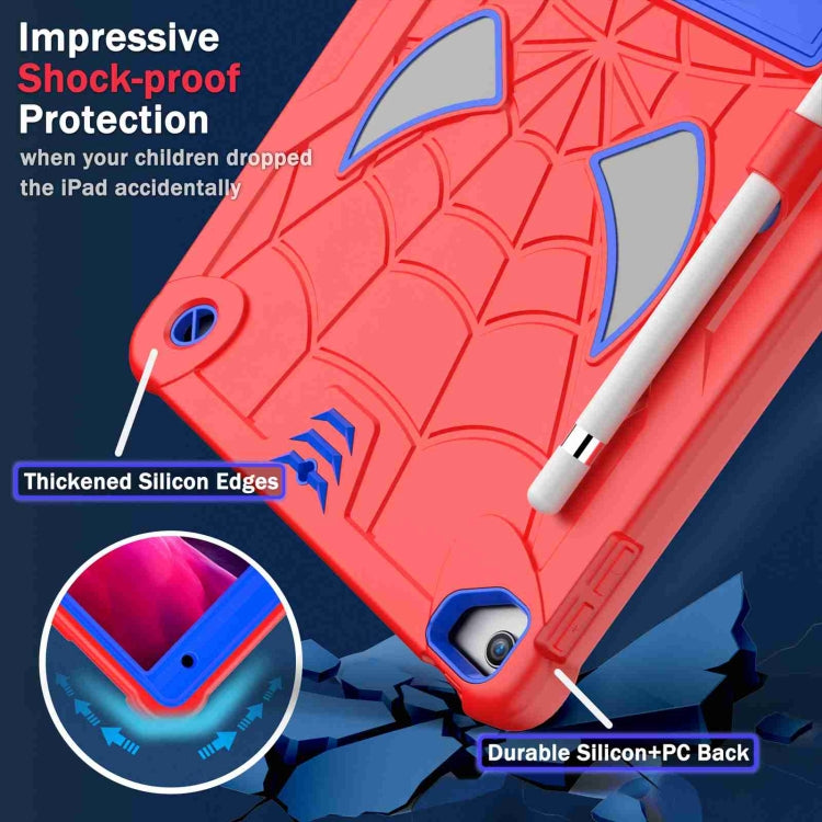 For iPad 10.2 2021 / 2020 / 2019 Spider Texture Silicone Hybrid PC Tablet Case with Shoulder Strap(Red + Blue) - iPad 10.2 Cases by buy2fix | Online Shopping UK | buy2fix