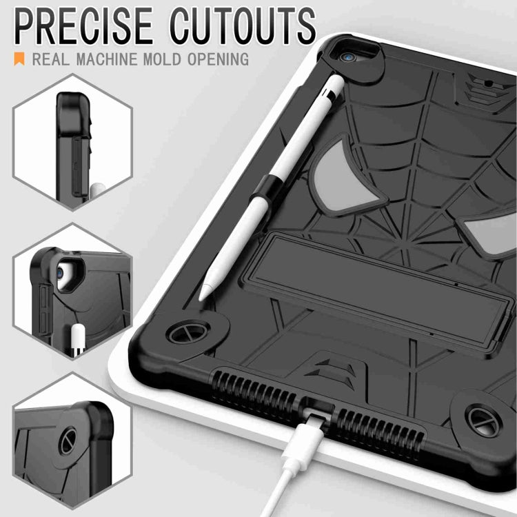 For iPad 10.2 2021 / 2020 / 2019 Spider Texture Silicone Hybrid PC Tablet Case with Shoulder Strap(Black) - iPad 10.2 Cases by buy2fix | Online Shopping UK | buy2fix