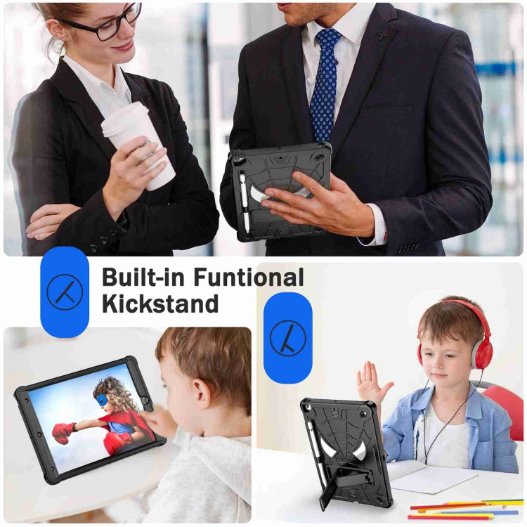 For iPad 10.2 2021 / 2020 / 2019 Spider Texture Silicone Hybrid PC Tablet Case with Shoulder Strap(Black) - iPad 10.2 Cases by buy2fix | Online Shopping UK | buy2fix