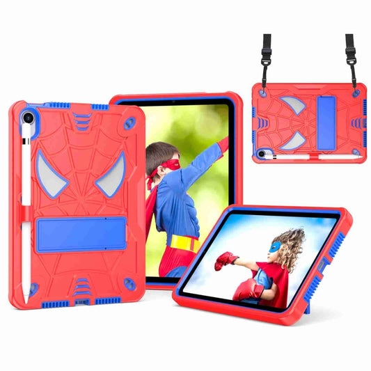 For iPad mini 6 Spider Texture Silicone Hybrid PC Tablet Case with Shoulder Strap(Red + Blue) - iPad mini 6 Cases by buy2fix | Online Shopping UK | buy2fix