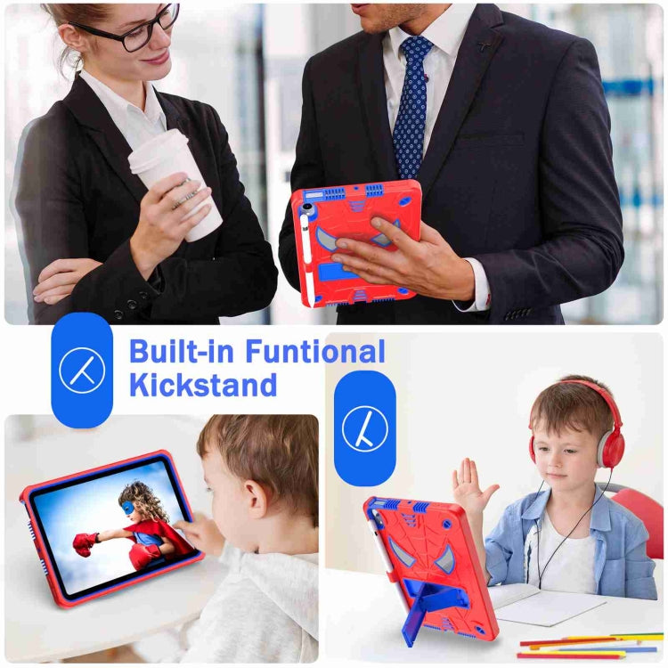 For iPad mini 6 Spider Texture Silicone Hybrid PC Tablet Case with Shoulder Strap(Red + Blue) - iPad mini 6 Cases by buy2fix | Online Shopping UK | buy2fix