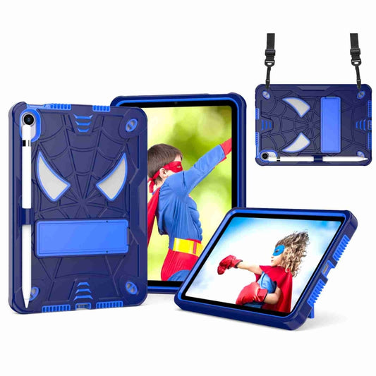 For iPad mini 6 Spider Texture Silicone Hybrid PC Tablet Case with Shoulder Strap(Navy Blue + Blue) - iPad mini 6 Cases by buy2fix | Online Shopping UK | buy2fix