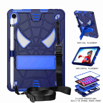 For iPad mini 6 Spider Texture Silicone Hybrid PC Tablet Case with Shoulder Strap(Navy Blue + Blue) - iPad mini 6 Cases by buy2fix | Online Shopping UK | buy2fix