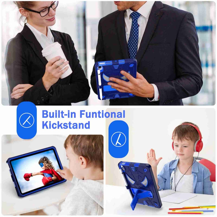 For iPad mini 6 Spider Texture Silicone Hybrid PC Tablet Case with Shoulder Strap(Navy Blue + Blue) - iPad mini 6 Cases by buy2fix | Online Shopping UK | buy2fix