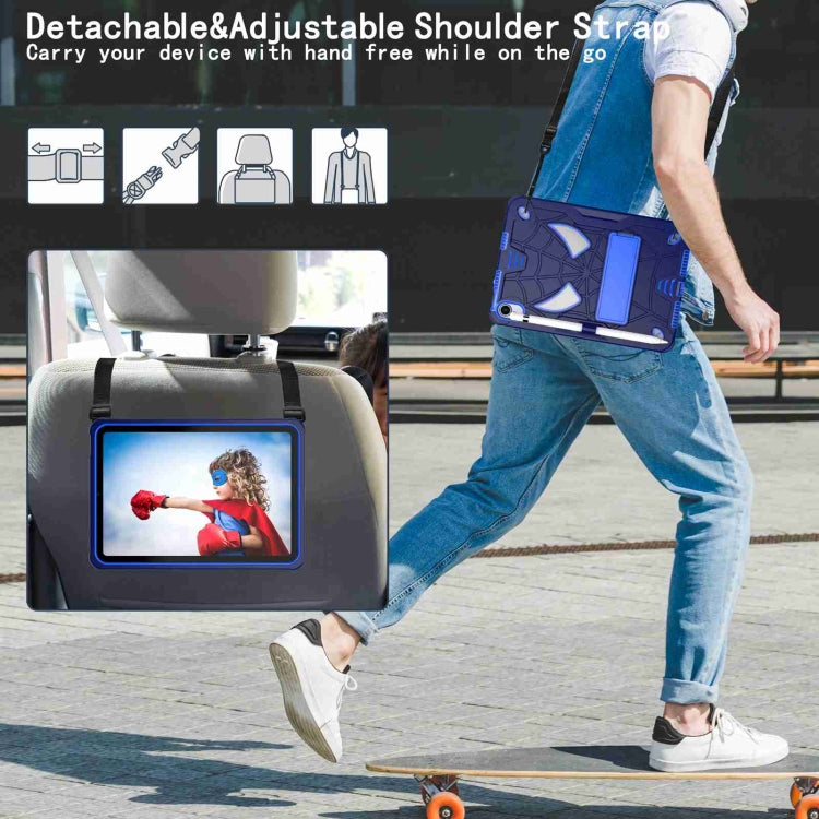 For iPad mini 6 Spider Texture Silicone Hybrid PC Tablet Case with Shoulder Strap(Navy Blue + Blue) - iPad mini 6 Cases by buy2fix | Online Shopping UK | buy2fix