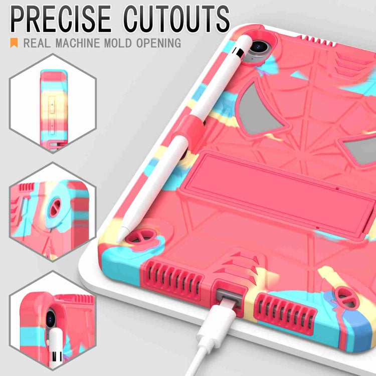 For iPad mini 6 Spider Texture Silicone Hybrid PC Tablet Case with Shoulder Strap(Camouflage + Rose Red) - iPad mini 6 Cases by buy2fix | Online Shopping UK | buy2fix