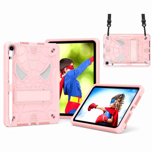For iPad mini 6 Spider Texture Silicone Hybrid PC Tablet Case with Shoulder Strap(Rose Gold) - iPad mini 6 Cases by buy2fix | Online Shopping UK | buy2fix