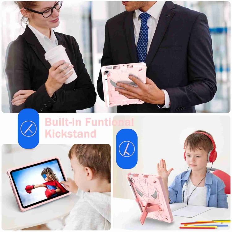 For iPad mini 6 Spider Texture Silicone Hybrid PC Tablet Case with Shoulder Strap(Rose Gold) - iPad mini 6 Cases by buy2fix | Online Shopping UK | buy2fix