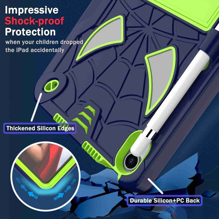 For iPad mini 6 Spider Texture Silicone Hybrid PC Tablet Case with Shoulder Strap(Navy Blue + Yellow Green) - iPad mini 6 Cases by buy2fix | Online Shopping UK | buy2fix