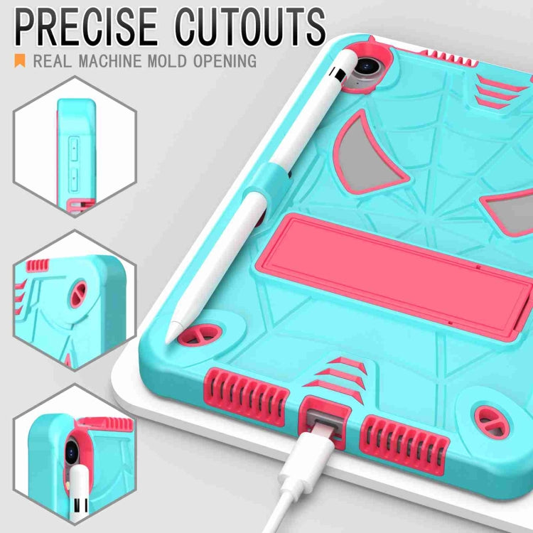 For iPad mini 6 Spider Texture Silicone Hybrid PC Tablet Case with Shoulder Strap(Mint Green + Rose Red) - iPad mini 6 Cases by buy2fix | Online Shopping UK | buy2fix