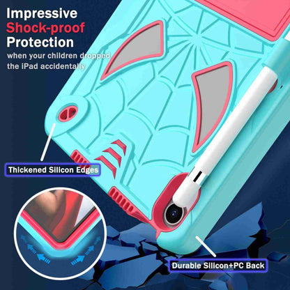 For iPad mini 6 Spider Texture Silicone Hybrid PC Tablet Case with Shoulder Strap(Mint Green + Rose Red) - iPad mini 6 Cases by buy2fix | Online Shopping UK | buy2fix