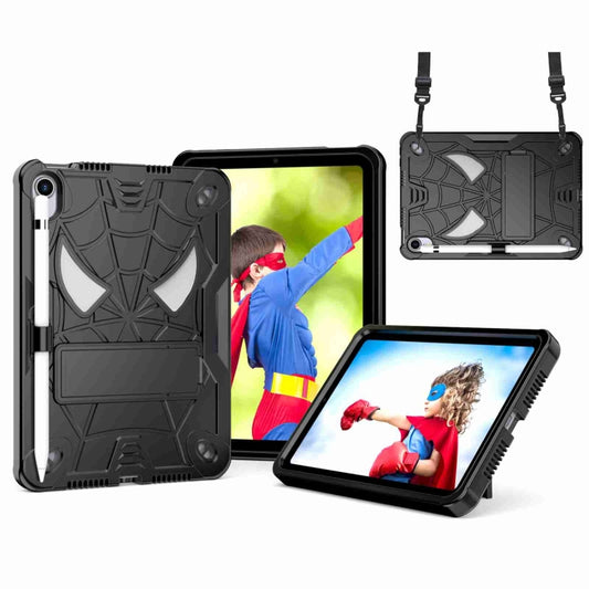 For iPad mini 6 Spider Texture Silicone Hybrid PC Tablet Case with Shoulder Strap(Black) - iPad mini 6 Cases by buy2fix | Online Shopping UK | buy2fix