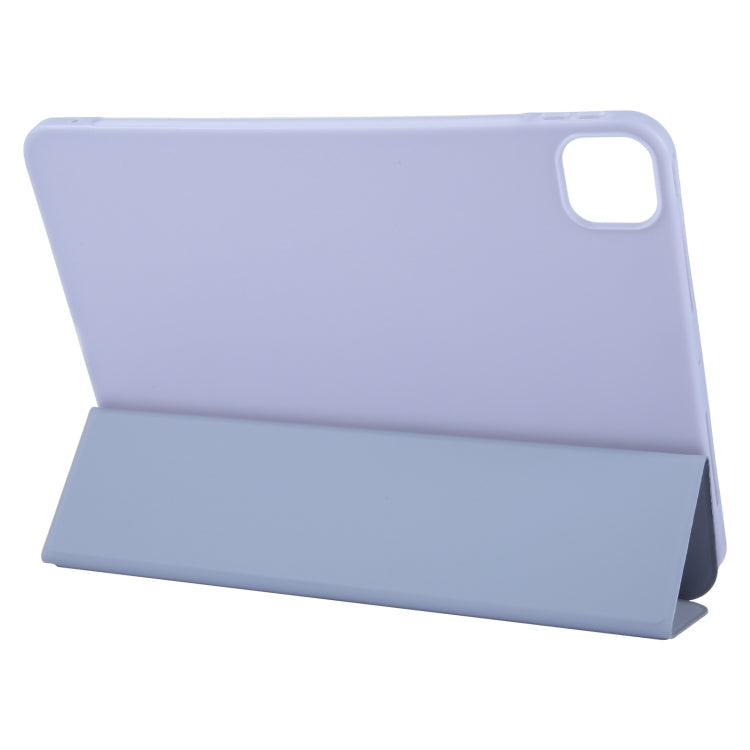 For iPad Pro 11 2024 GEBEI 3-folding Holder Shockproof Flip Leather Tablet Case(Light Purple) - iPad Pro 11 2024 Cases by GEBEI | Online Shopping UK | buy2fix