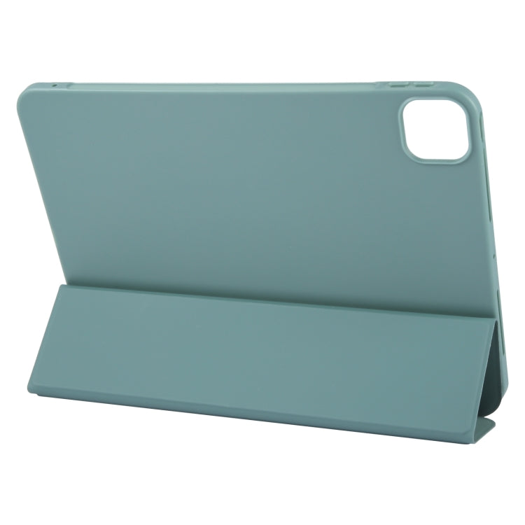 For iPad Pro 11 2024 GEBEI 3-folding Holder Shockproof Flip Leather Tablet Case(Dark Green) - iPad Pro 11 2024 Cases by GEBEI | Online Shopping UK | buy2fix