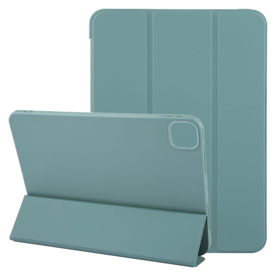For iPad Air 13 2026 / 2025 / 2024 GEBEI 3-folding Holder Shockproof Flip Leather Tablet Case(Dark Green)