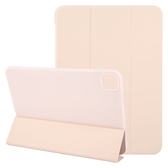 For iPad Air 13 2026 / 2025 / 2024 GEBEI 3-folding Holder Shockproof Flip Leather Tablet Case(Pink)