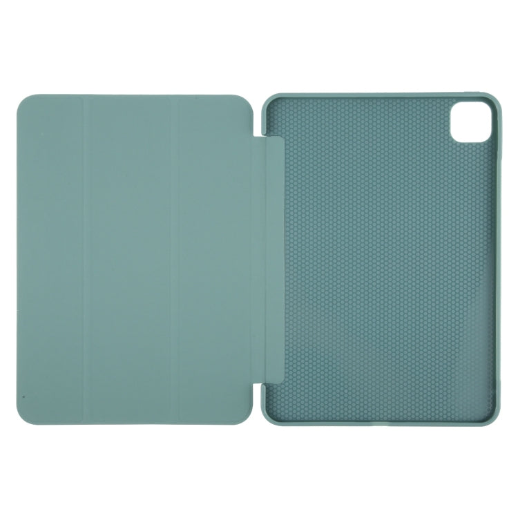 For iPad Pro 13 2024 GEBEI 3-folding Holder Shockproof Flip Leather Tablet Case(Dark Green) - iPad Pro 13 2024 Cases by GEBEI | Online Shopping UK | buy2fix