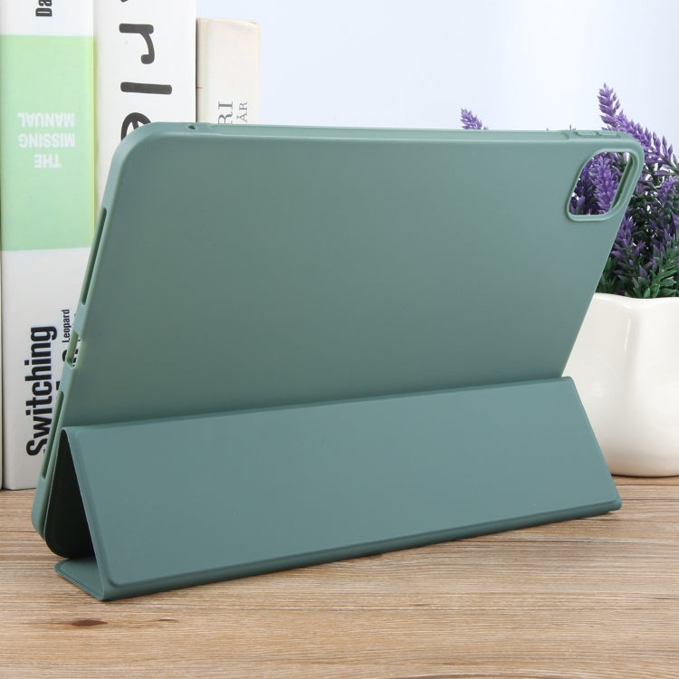 For iPad Pro 13 2024 GEBEI 3-folding Holder Shockproof Flip Leather Tablet Case(Dark Green) - iPad Pro 13 2024 Cases by GEBEI | Online Shopping UK | buy2fix