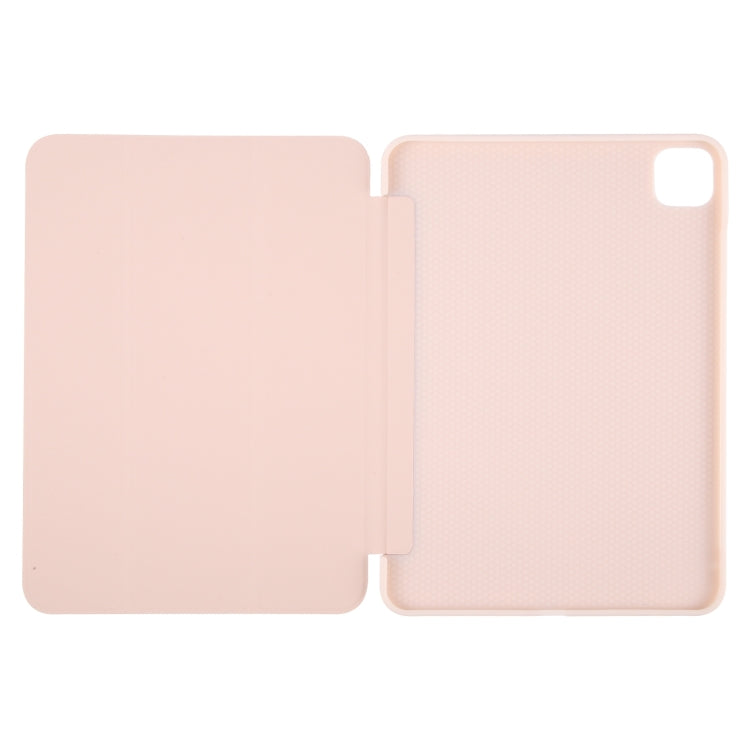 For iPad Pro 13 2024 GEBEI 3-folding Holder Shockproof Flip Leather Tablet Case(Pink) - iPad Pro 13 2024 Cases by GEBEI | Online Shopping UK | buy2fix