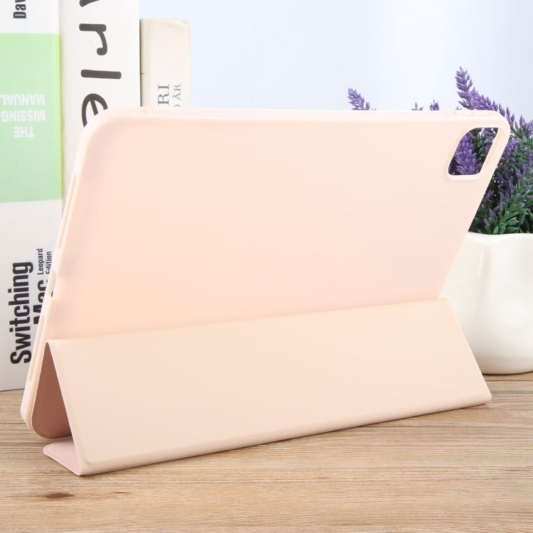 For iPad Pro 13 2024 GEBEI 3-folding Holder Shockproof Flip Leather Tablet Case(Pink) - iPad Pro 13 2024 Cases by GEBEI | Online Shopping UK | buy2fix