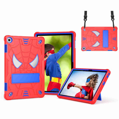 For Lenovo Tab M10 3rd Gen Spider Texture Silicone Hybrid PC Tablet Case with Shoulder Strap(Red + Blue) - Lenovo by buy2fix | Online Shopping UK | buy2fix