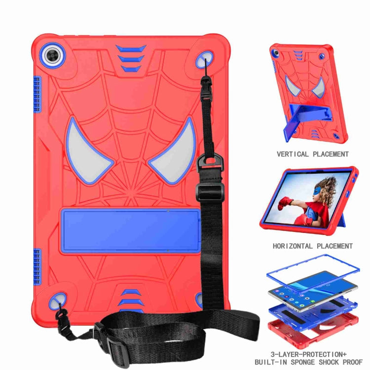 For Lenovo Tab M10 3rd Gen Spider Texture Silicone Hybrid PC Tablet Case with Shoulder Strap(Red + Blue) - Lenovo by buy2fix | Online Shopping UK | buy2fix