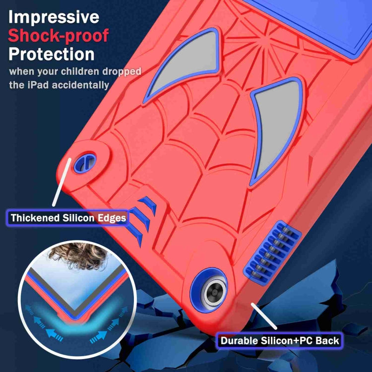 For Lenovo Tab M10 3rd Gen Spider Texture Silicone Hybrid PC Tablet Case with Shoulder Strap(Red + Blue) - Lenovo by buy2fix | Online Shopping UK | buy2fix