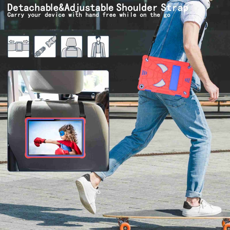 For Lenovo Tab M10 3rd Gen Spider Texture Silicone Hybrid PC Tablet Case with Shoulder Strap(Red + Blue) - Lenovo by buy2fix | Online Shopping UK | buy2fix