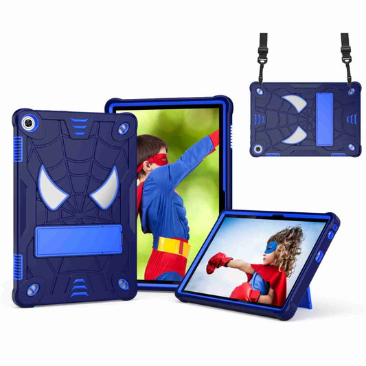 For Lenovo Tab M10 3rd Gen Spider Texture Silicone Hybrid PC Tablet Case with Shoulder Strap(Navy Blue + Blue) - Lenovo by buy2fix | Online Shopping UK | buy2fix